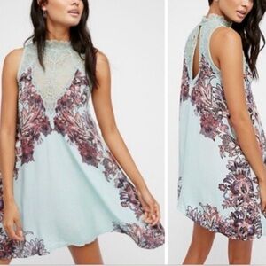Free People Marsha Lace Printer Swing Slip Dress XS